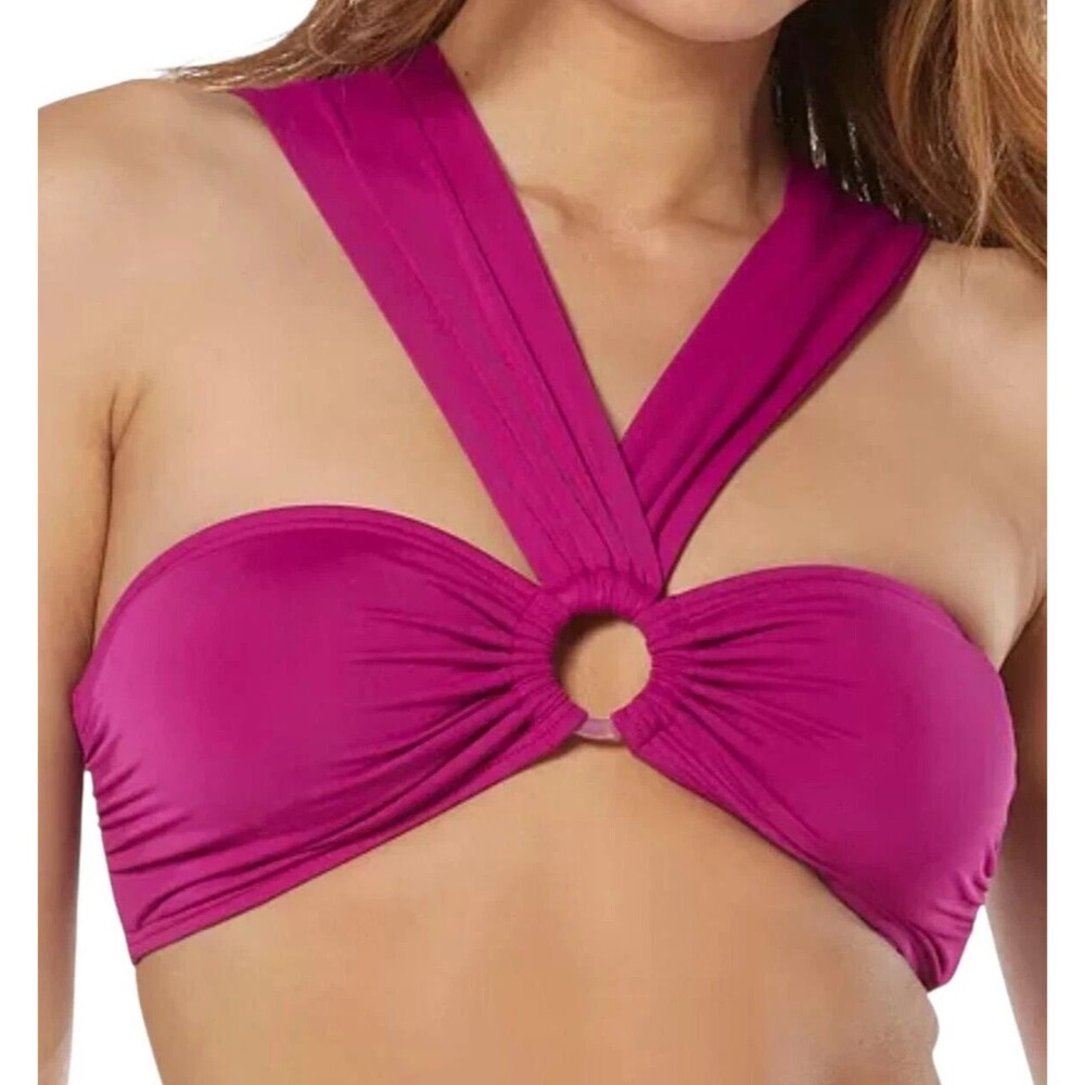 Carmen Marc Valvo Women's Multi-Way Bra Bikini Top LARGE - Azalea RETAIL: $92.00